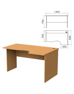 Стол письменный эргономичный 1400х900х750 мм правый цвет бук бавария СМ4 1 Монолит