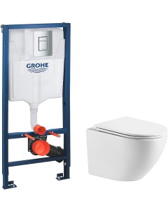 Комплект унитаза Aura WWU01121WK с инсталляцией Grohe Rapid SL 38772001 с сиденьем Микролифт и клави Wellwant