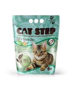 Комкующийся наполнитель Tofu Green Tea растительный зеленый чай 6л Cat step