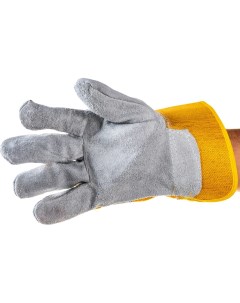 Усиленные спилковые комбинированные перчатки Сибртех
