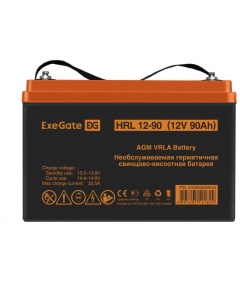 Батарея аккумуляторная HRL 12 90 EX285655RUS 12V 90Ah под болт М6 Exegate