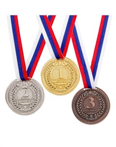 Медаль призовая 063 диам 5 см 3 место цвет бронз с лентой Командор