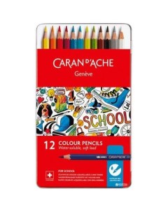 Карандаши School Line 1290 312 шестигранный дерево коробка металлическая 12шт Carandache