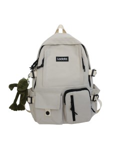 Рюкзак школьный для ноутбука с брелком лягушкой 16л бежевый Urm
