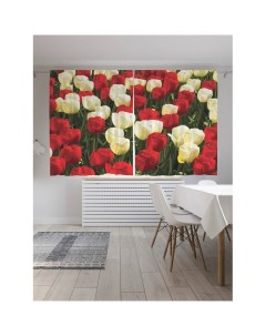 Фотошторы для кухни и спальни Красочные тюльпаны 180х145 см Joyarty