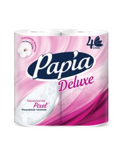 Туалетная бумага Papia Deluxe 4 слоя 4 рулона Hayat