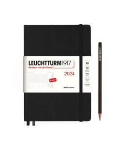 Еженедельник Leuchtturm1917 2024г A5 с расп черный блокнот A7