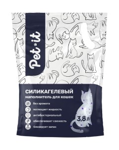 Наполнитель Crystal Purple впитывающий силикагелевый без аромата 3 8 л Pet-it