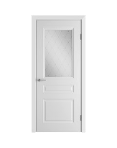 Дверь межкомнатная Стелла остеклённая эмаль цвет белый 60x200 см с замком и петлями Vfd