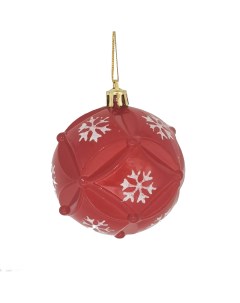 Елочное украшение Шар с объемным узором Christmas o7 8 см цвет красный Без бренда