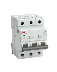 Автоматический выключатель Averes AV 6 3Р 3А тип B 6 кА 400 В на DIN рейку mcb6 3 03B av Ekf