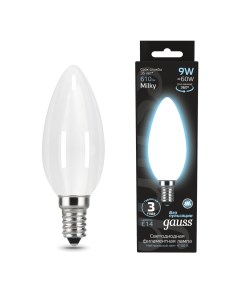 Упаковка ламп 10 штук Лампа Filament Свеча 9W 610lm 4100К Е14 milky LED Gauss
