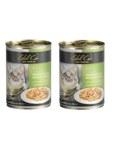 Консервы для кошек нежные кусочки в соусе индейка печень 2 шт по 400 г Edel cat