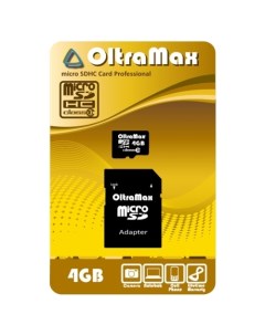 Карта памяти 4Gb microSDHC Class 10 адаптер Oltramax