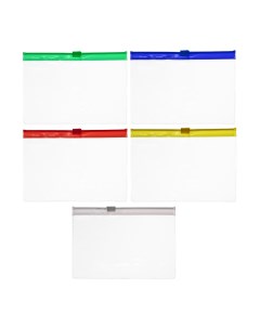 Набор папка конверт на молнии формат 5 штук 5 цветов а6 120 мкр прозрачная молния 13 х 9см Calligrata
