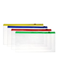 Набор 4 шт 4 цв папка конверт на молнии формат а65 100мкр прозрачная молния 12 2 24см Calligrata