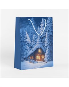 Пакет подарочный Огоньки 36x26 см цвет голубой Симфония