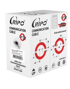 Интернет кабель витая пара UTP CAT5e 2х2х0 51 мм PVC Standart серый 50 м Ripo