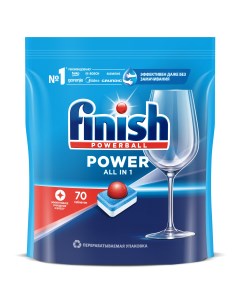 Средство для мытья посуды в посудомоечной машине power 70 шт Finish