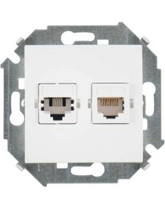 Телефонная компьютерная розетка RJ11 RJ45 кат 5е белый 20 1591590 030 Simon