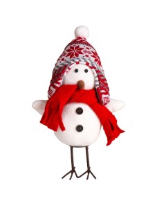 Новогодняя фигурка Птенчик в шапке колпаке с узорами и шарфике 1 шт Nobrand