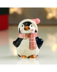 Новогодний сувенир Пингвин Лоло в розовом колпаке и шарфике 4886363 7х4 5х5 5 см Nobrand