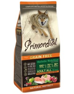 Сухой корм для собак Grain Free Adult ALL курица лосось 2кг Primordial