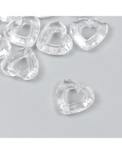 Бусины для творчества пластик Сердце с вырезом прозрачные набор 25 гр 0 9х2 7х2 4 см Nobrand