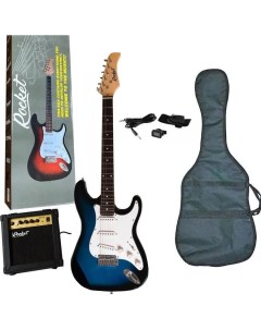 1 Bb Электрогитарный набор цветная упаковка синяя гитара Rocket