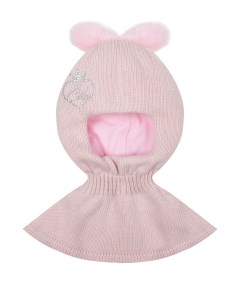Розовая шапка шлем с ушками детская Chobi