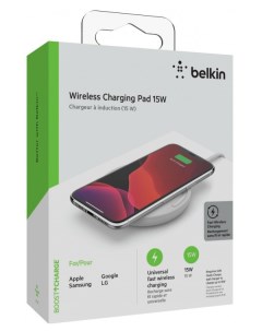 Беспроводное зарядное устройство WIA002btWH 15W белый Belkin