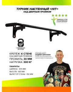 Турник настенный HIT черный с черными ручками Absolute champion