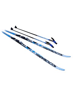 Комплект лыж Brados LS с насечкой с палками и креплениями NNN синий размер 150 см Stc