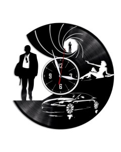 Часы из виниловой пластинки c VinylLab Агент 007 (c) vinyllab