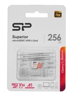 Карта памяти 256GB SP256GBSTXDV3V20SP microSDXC Class 10 UHS I U3 100 80 Mb s Superior A1 SD адаптер Silicon power