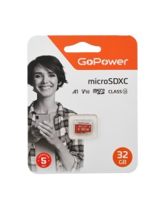 Карта памяти 32Gb microSDHC Class 10 UHS I U3 V10 A1 00 00025680 Gopower