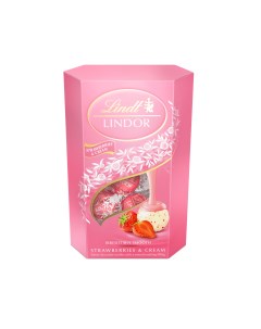 Конфеты lindor из белого шоколада с клубникой и сливками 200 г Lindt