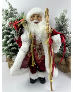Фигурка новогодняя Дед Мороз в красной шубе с посохом в руке 45х25 Merry christmas