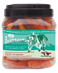 Лакомство для собак Выносливость Сушеное утиное мясо на ломтике батата 750 г Greenqzin