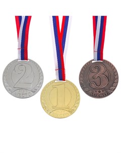 Медаль призовая 078 диам 6 см 2 место цвет сер с лентой Командор