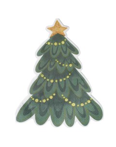 Салфетки бумажные 32х22 см 20 шт зеленые Елка со звездой и гирляндой Christmas Kuchenland