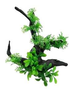Искусственный декор для аквариума P501 Коряга с растениями 14x14x10 см Nobrand