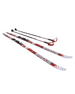 Комплект лыж Brados LS с насечкой с палками и креплениями NNN красны размер 185 см Stc