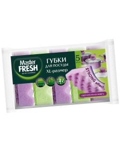 Губки для посуды STRONG effect XL размер 5 шт Master fresh