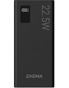 Аккумулятор внешний портативный DGPF10A 10000mAh QC3 0 PD3 0 22 5W 5A 2xUSB A USB C черный Digma