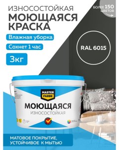 Краска акриловая моющаяся цвет RAL 6015 3 кг Masterfarbe