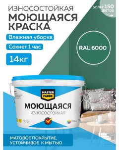 Краска акриловая моющаяся цвет RAL 6000 14 кг Masterfarbe