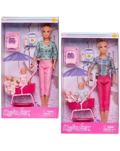 Кукла Defa Lucy Мама на прогулке с малышом в наборе с игровыми предметами 2 вида 8358d Abtoys