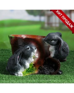 Цветочное кашпо Два зайца 493133 2 л серый Хорошие сувениры