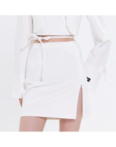 Белая юбка мини с разрезом на молнии D4soul